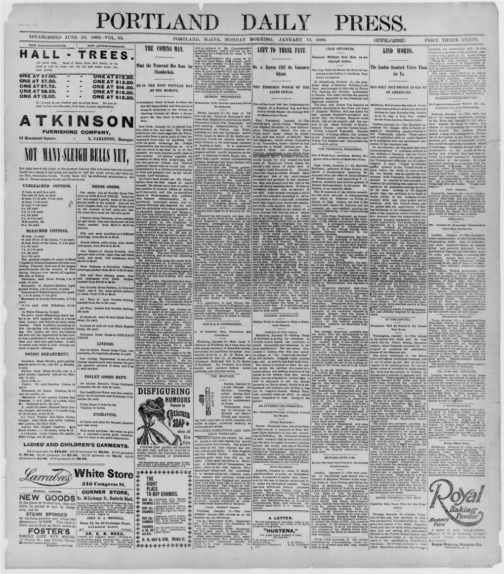 Portland Daily Press: January 13, 1896