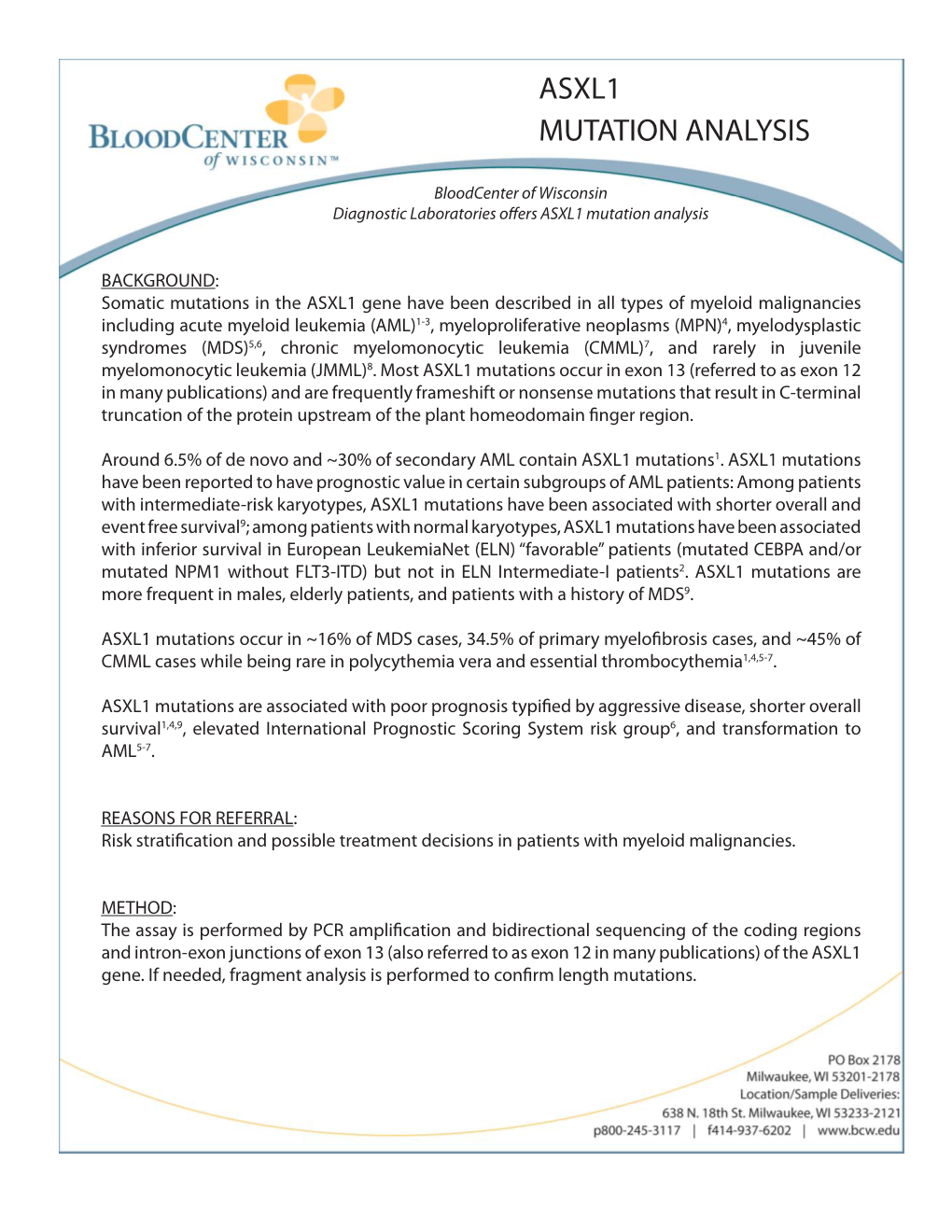 ASXL1 Mutation Analysis Test Description 2016 03 03.Indd