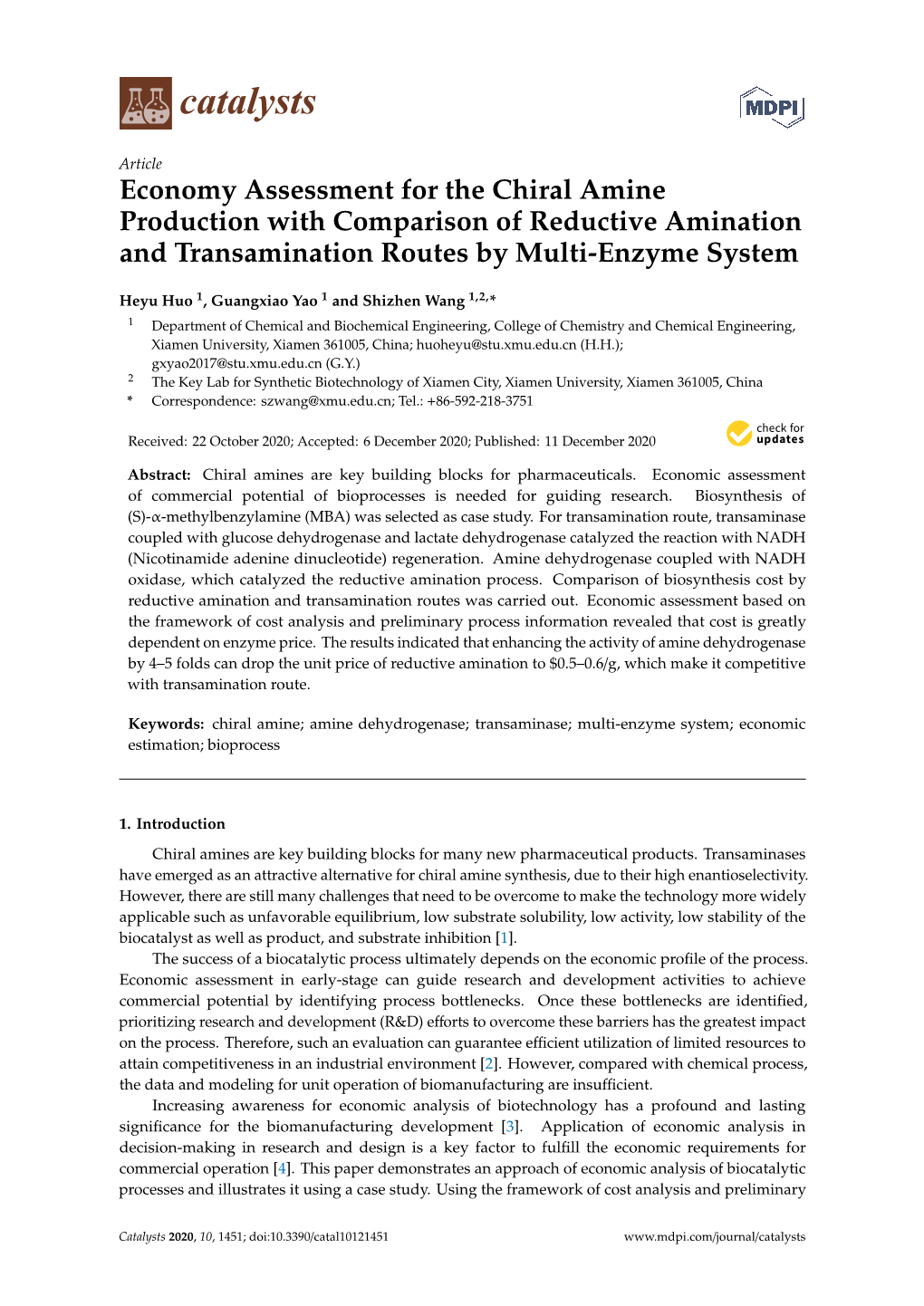 Economy Assessment for the Chiral Amine Production with Comparison of Reductive Amination and Transamination Routes by Multi-Enzyme System