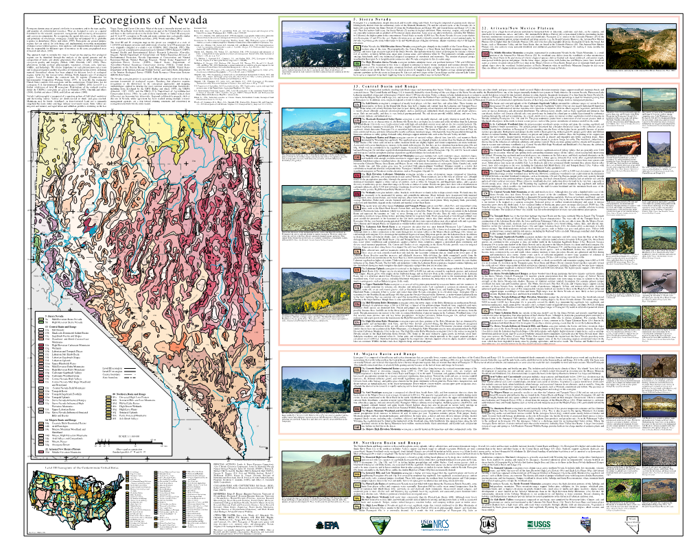 Ecoregions of Nevada Lithologically Distinct from the Sedimentary Rocks of the Klamath Mountains (78) and the Volcanic Rocks of the Cascades (4)