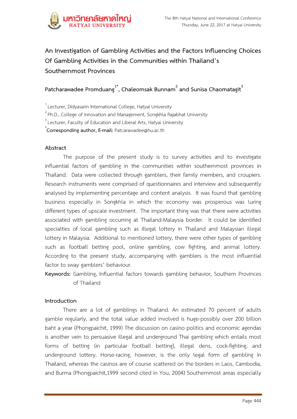 Lottery, Brothel, Casinos, and Amphetamine: Outlaw Economy and Public Policy in Thailand