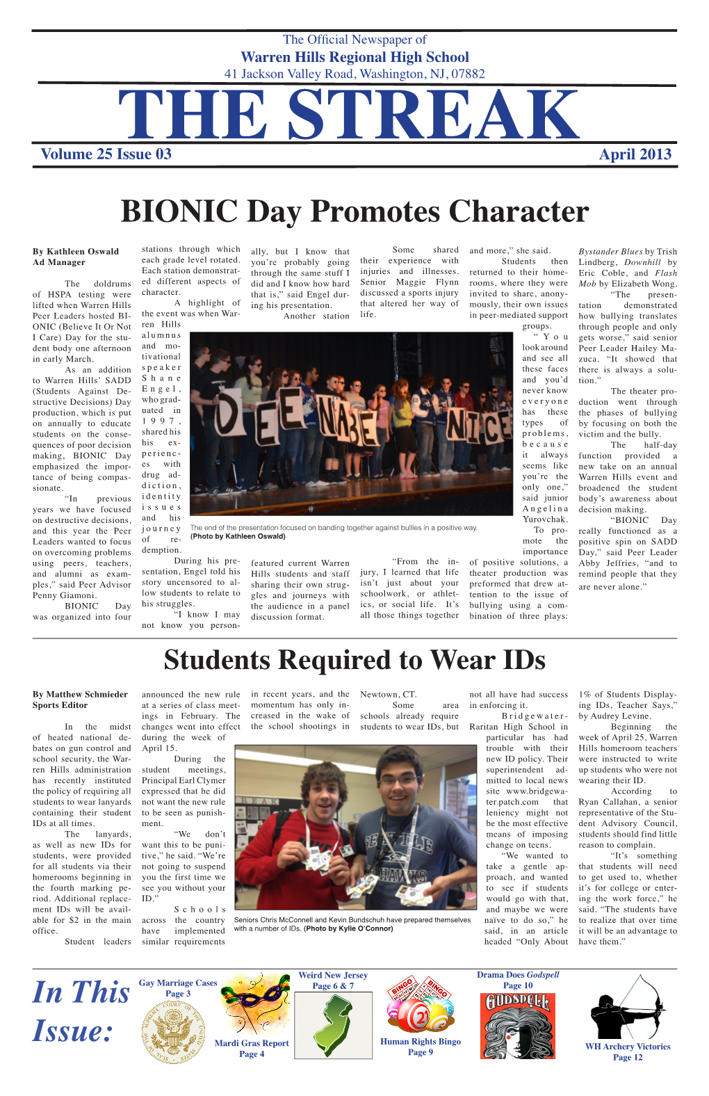 In This Issue: BIONIC Day Promotes Character