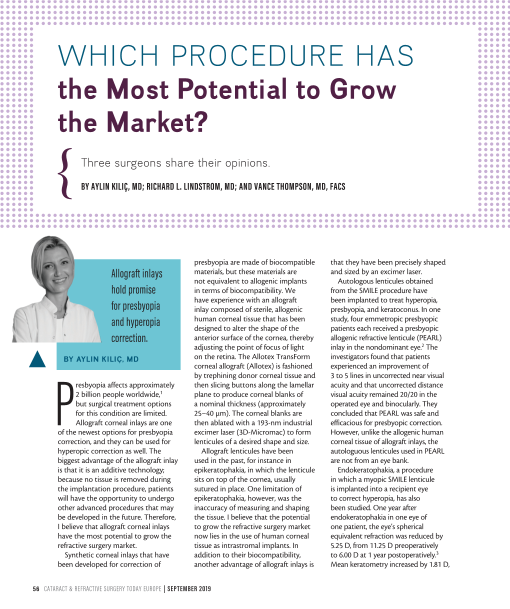 WHICH PROCEDURE HAS the Most Potential to Grow the Market?