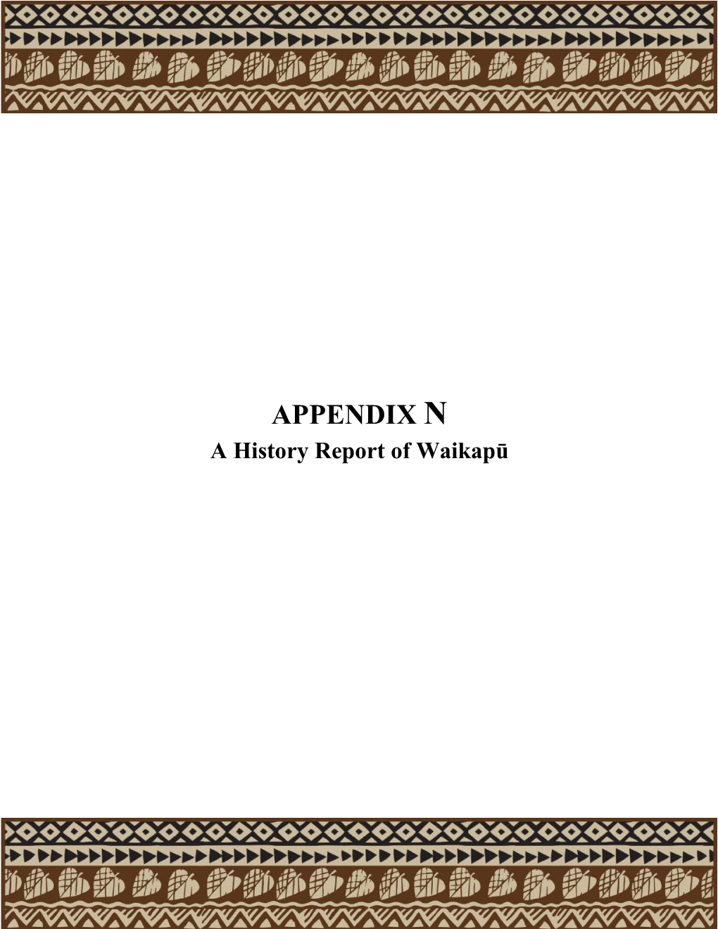 APPENDIX N a History Report of Waikapū