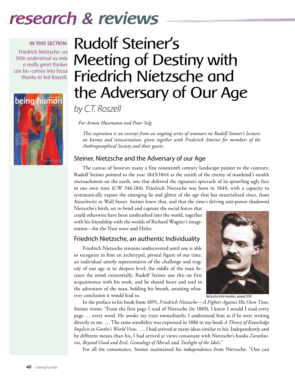 Rudolf Steiner's Meeting of Destiny with Friedrich Nietzsche and The