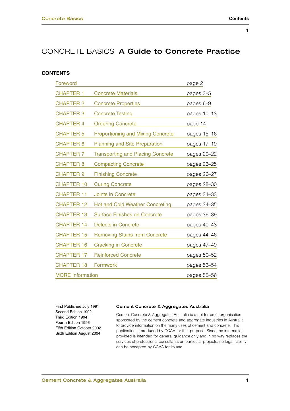 Concrete Basics Contents