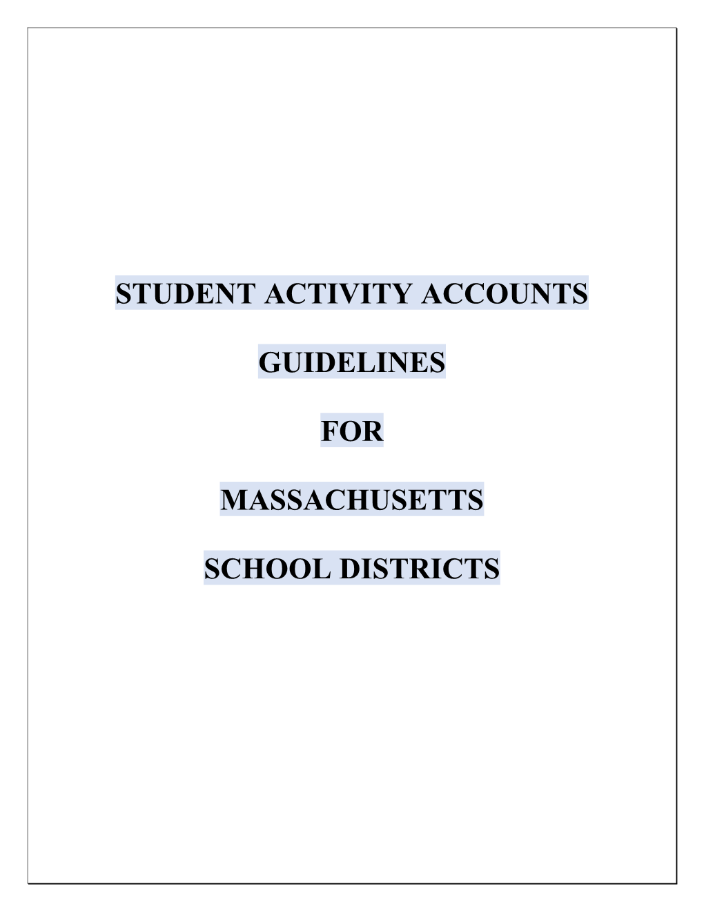 Student Activity Accounts