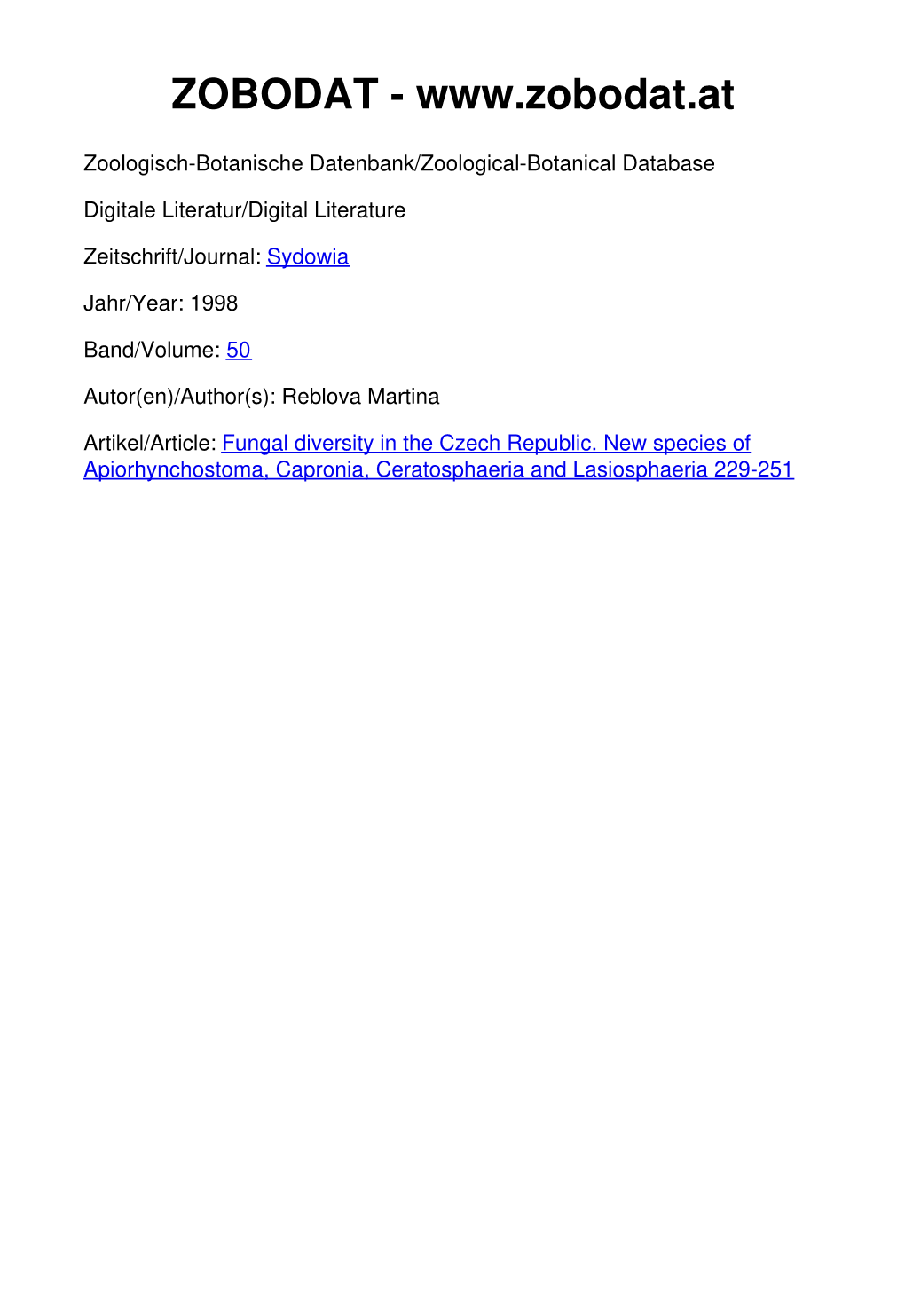 Fungal Diversity in the Czech Republic. New Species Of