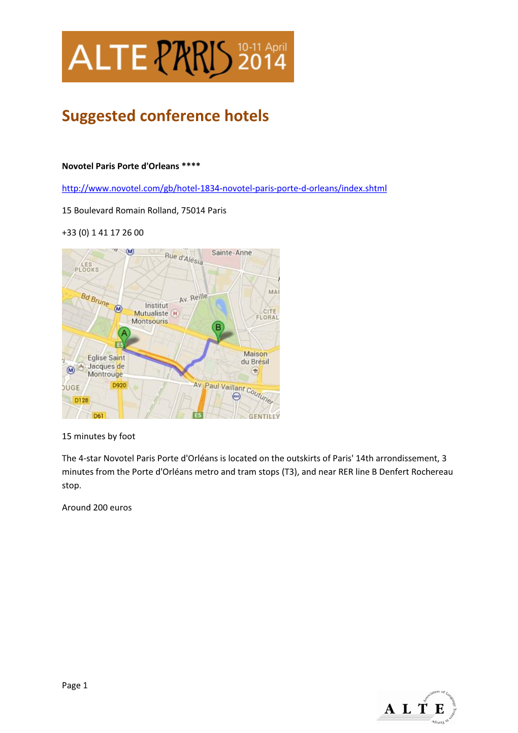 Suggested Conference Hotels