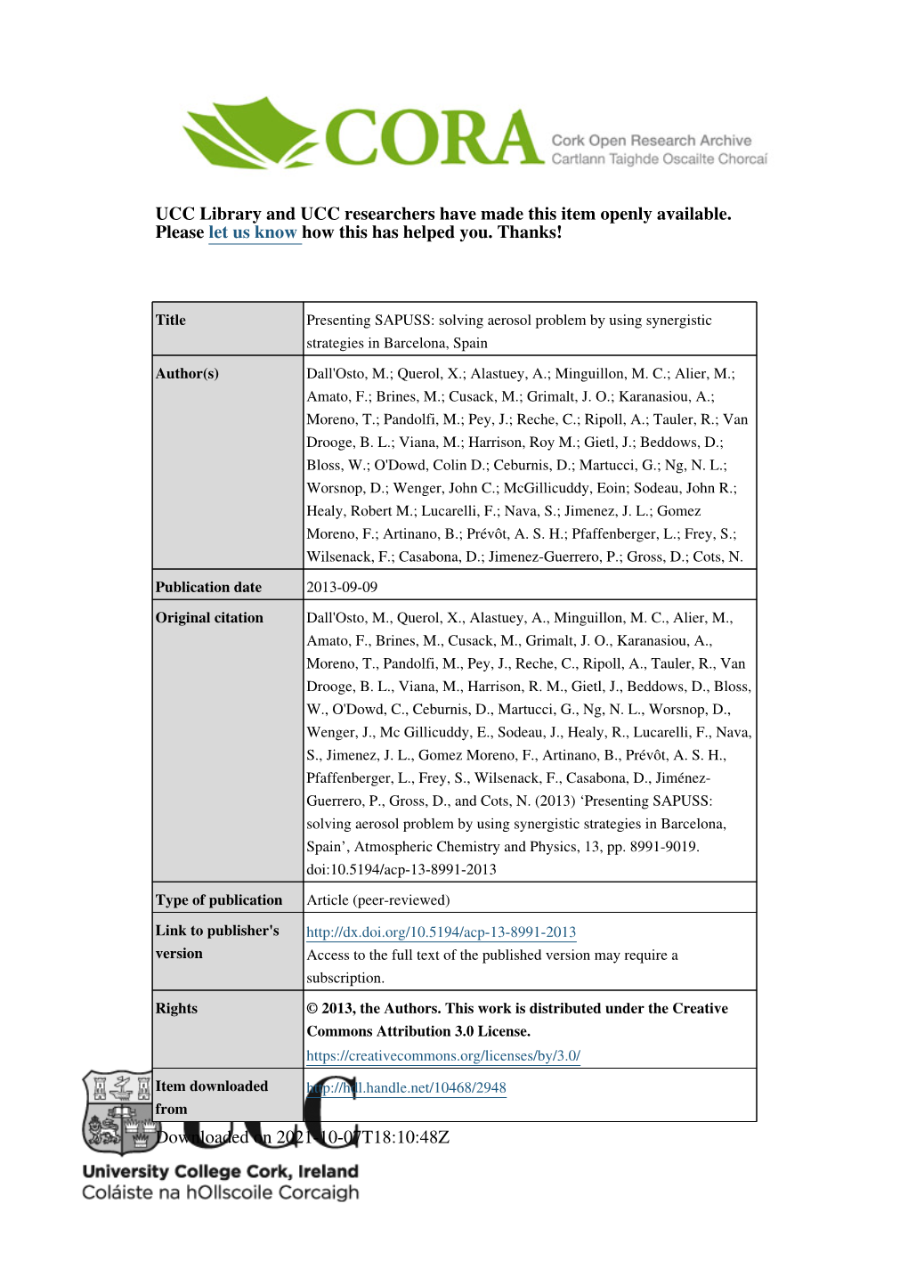 Presenting SAPUSS: Solving Aerosol Problem by Using Synergistic Strategies in Barcelona, Spain