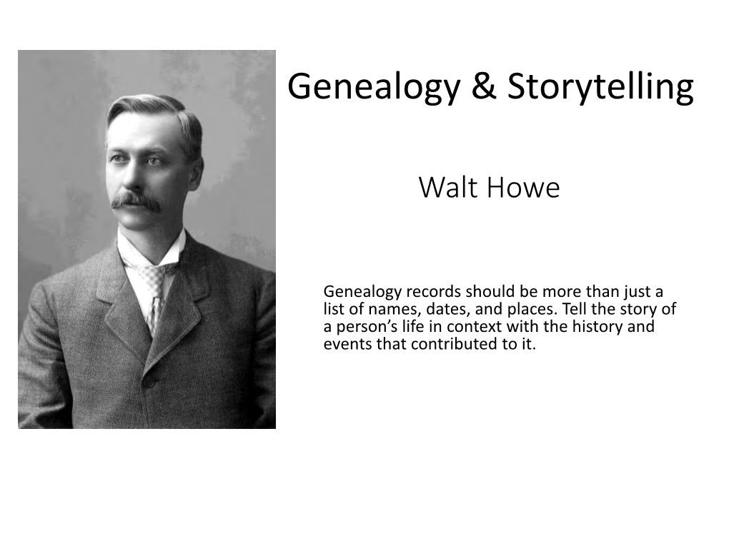 Genealogy & Storytelling