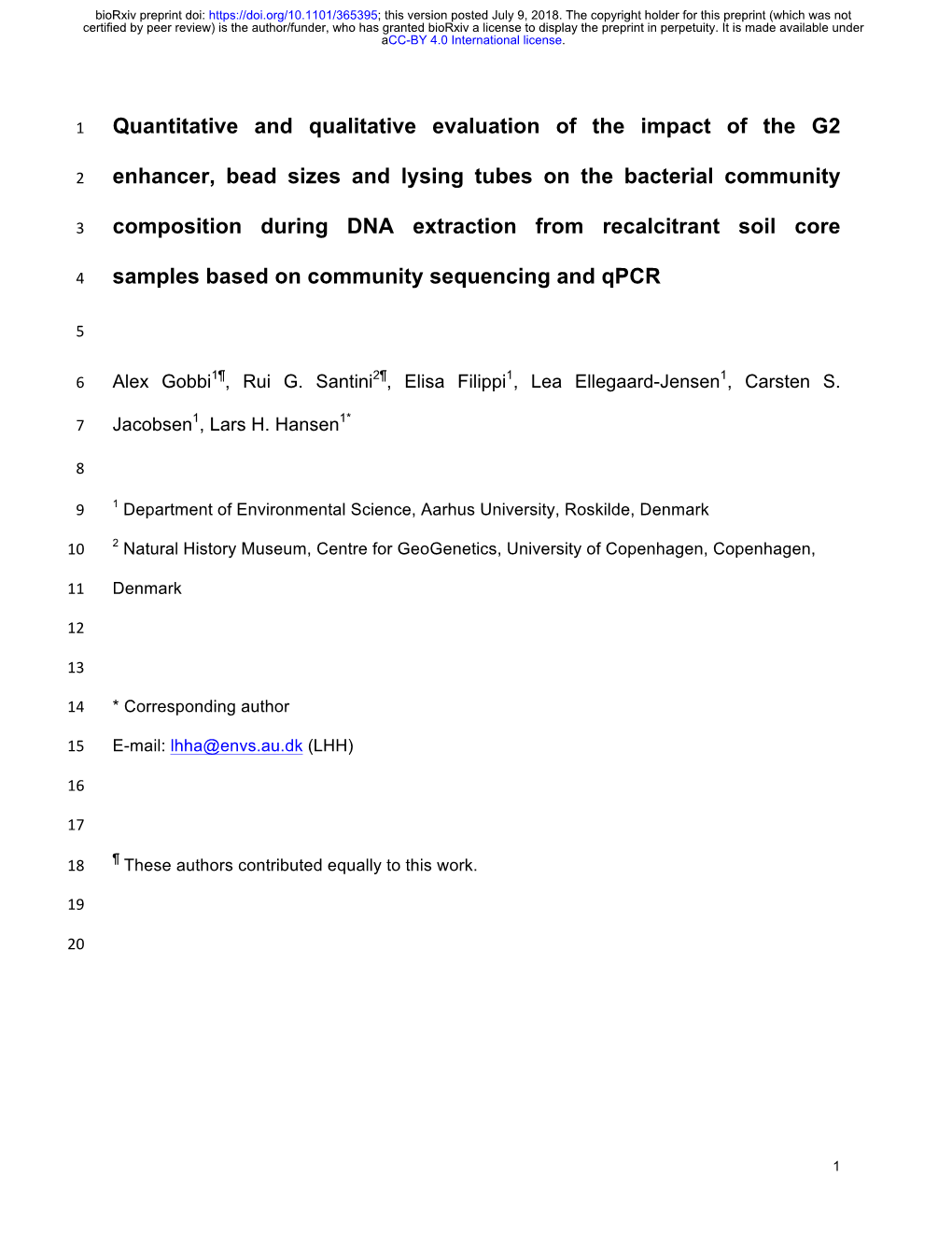 Quantitative and Qualitative Evaluation of the Impact of the G2 Enhancer, Bead Sizes and Lysing Tubes on the Bacterial Community