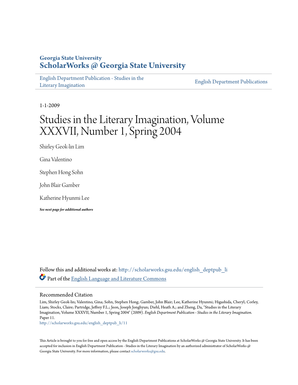 Studies in the Literary Imagination, Volume XXXVII, Number 1, Spring 2004 Shirley Geok-Lin Lim