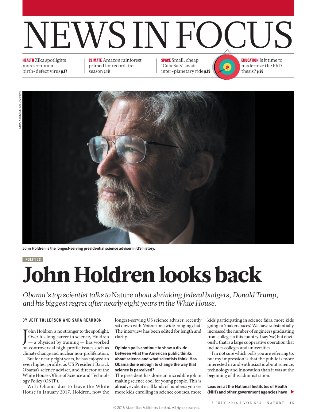 John Holdren Looks Back