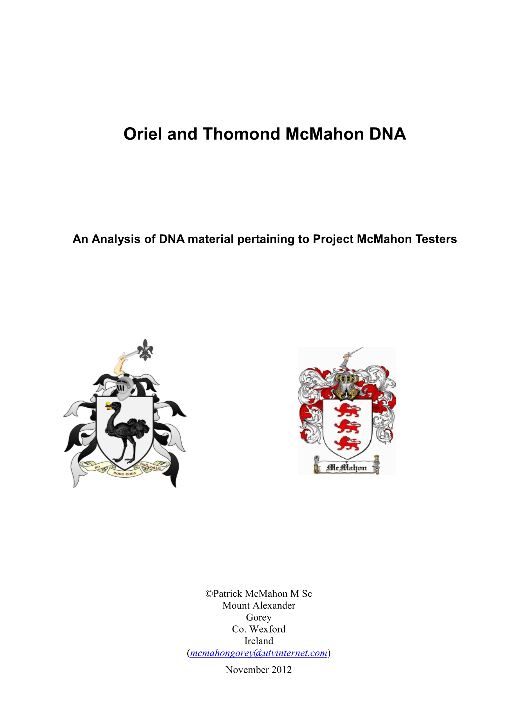 Oriel and Thomond Mcmahon DNA