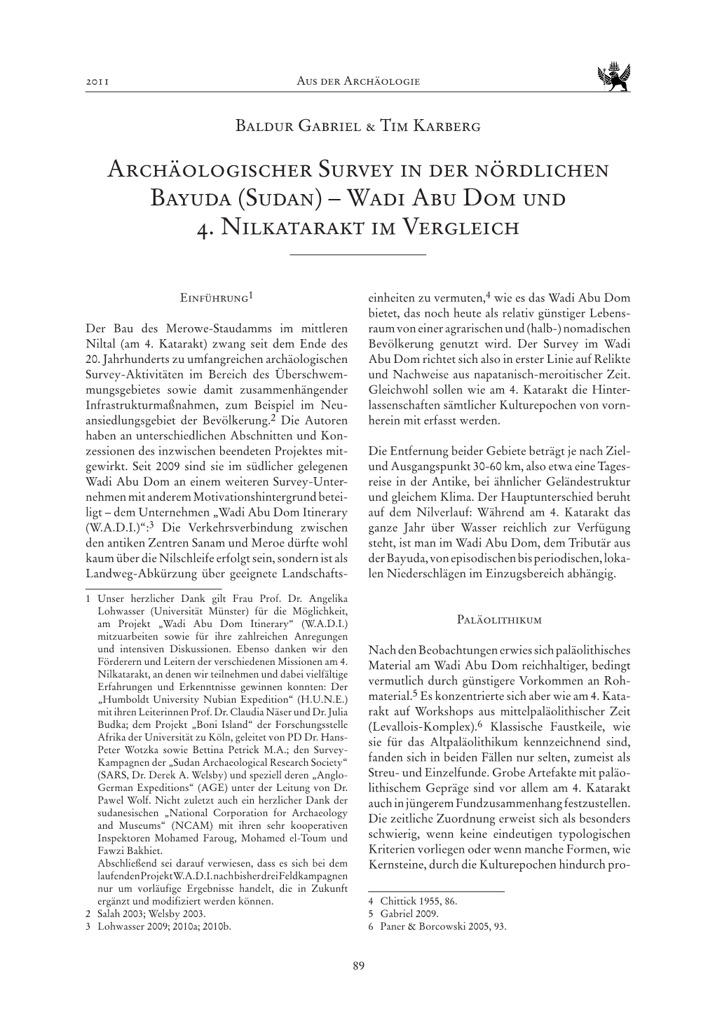 Archäologischer Survey in Der Nördlichen Bayuda (Sudan) – Wadi Abu Dom Und 4