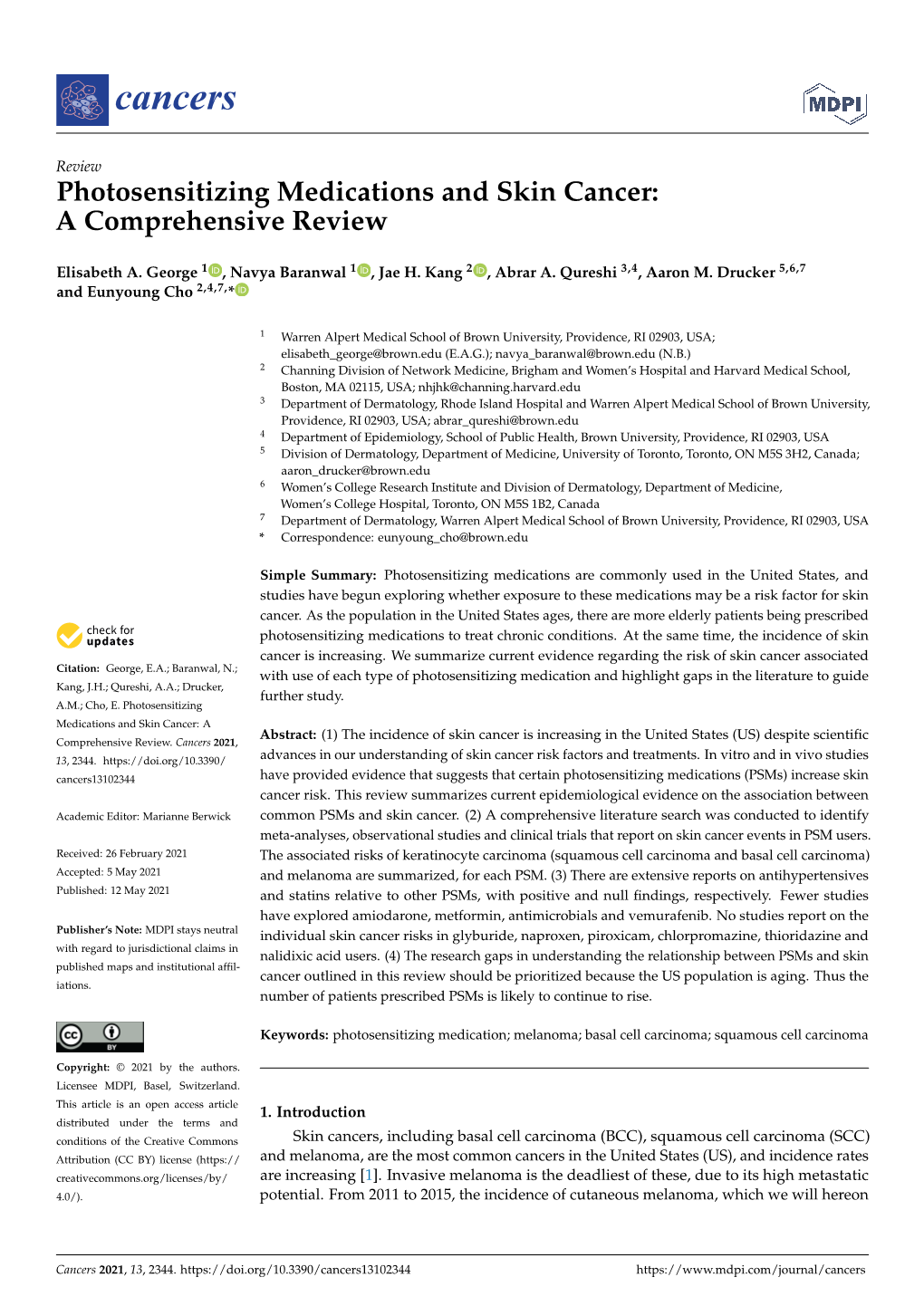 Photosensitizing Medications and Skin Cancer: a Comprehensive Review