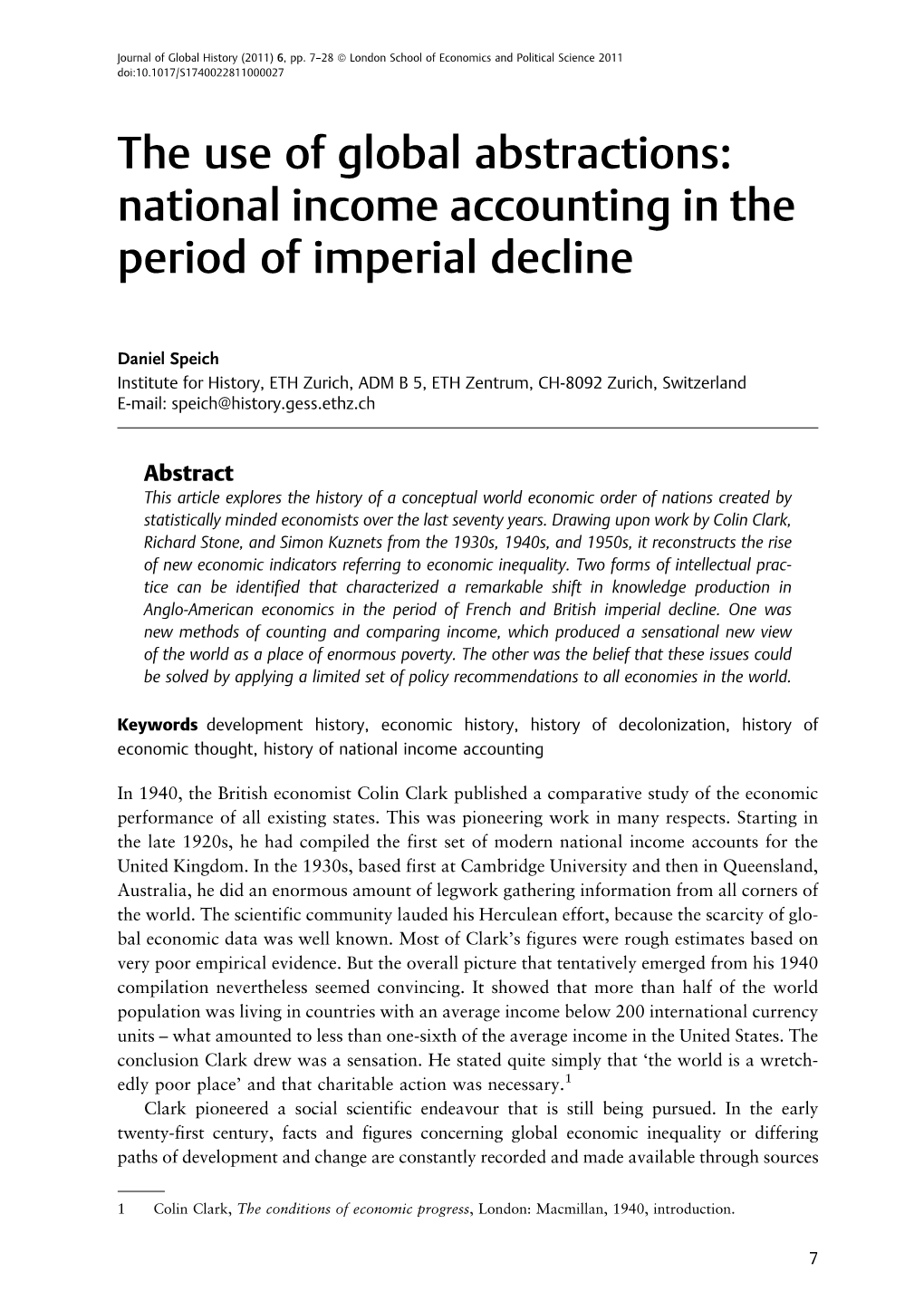 The Use of Global Abstractions: National Income Accounting in the Period of Imperial Decline