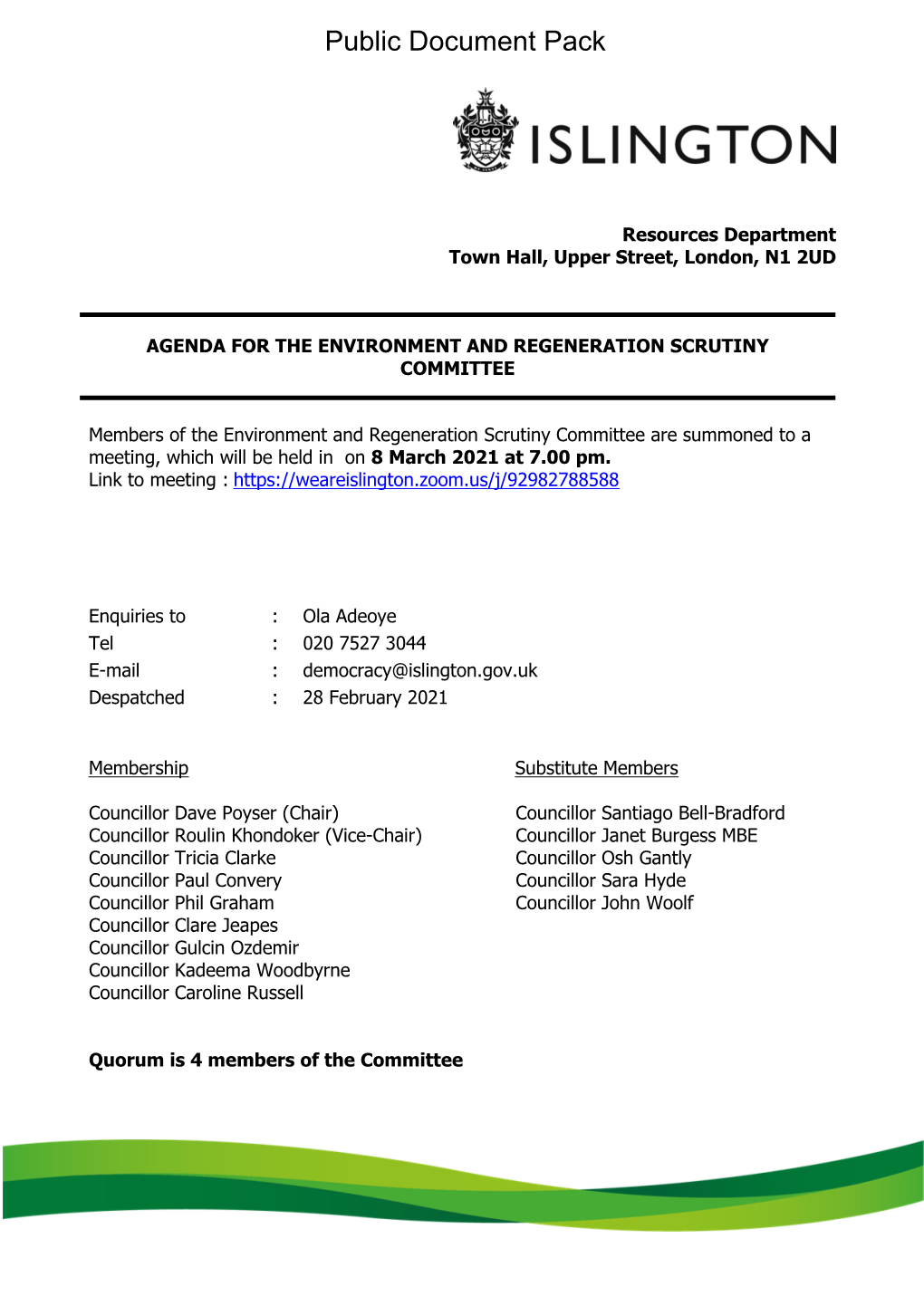 (Public Pack)Agenda Document for Environment and Regeneration