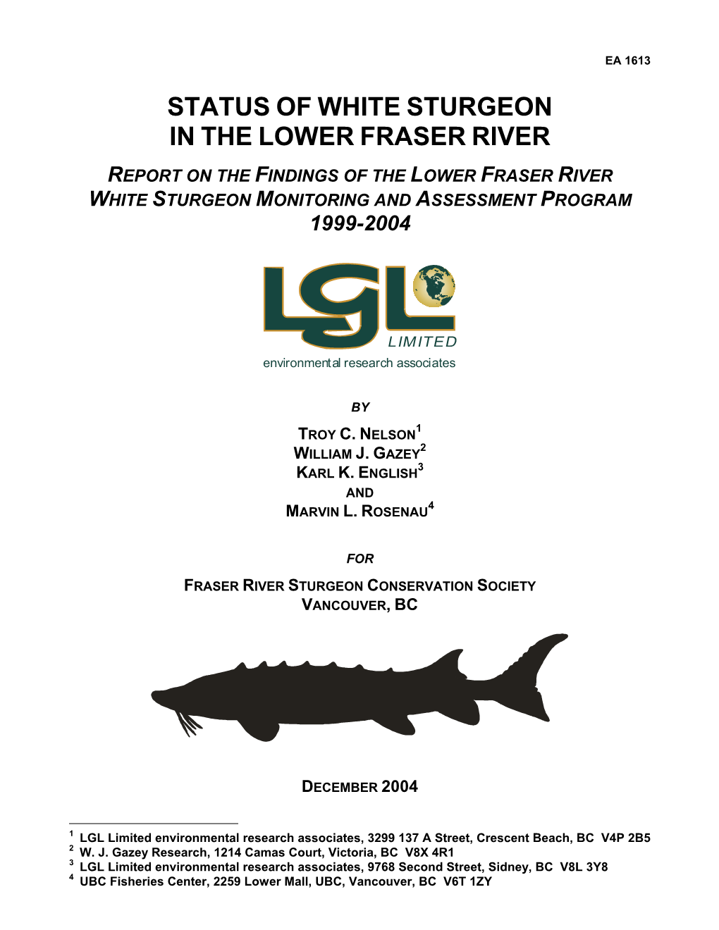 Status of White Sturgeon in the Lower Fraser River