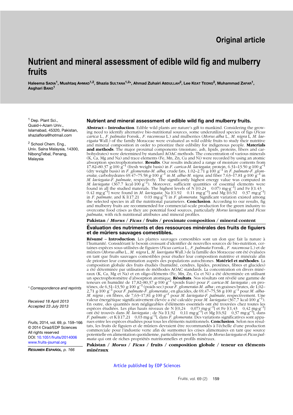 Nutrient and Mineral Assessment of Edible Wild Fig and Mulberry Fruits