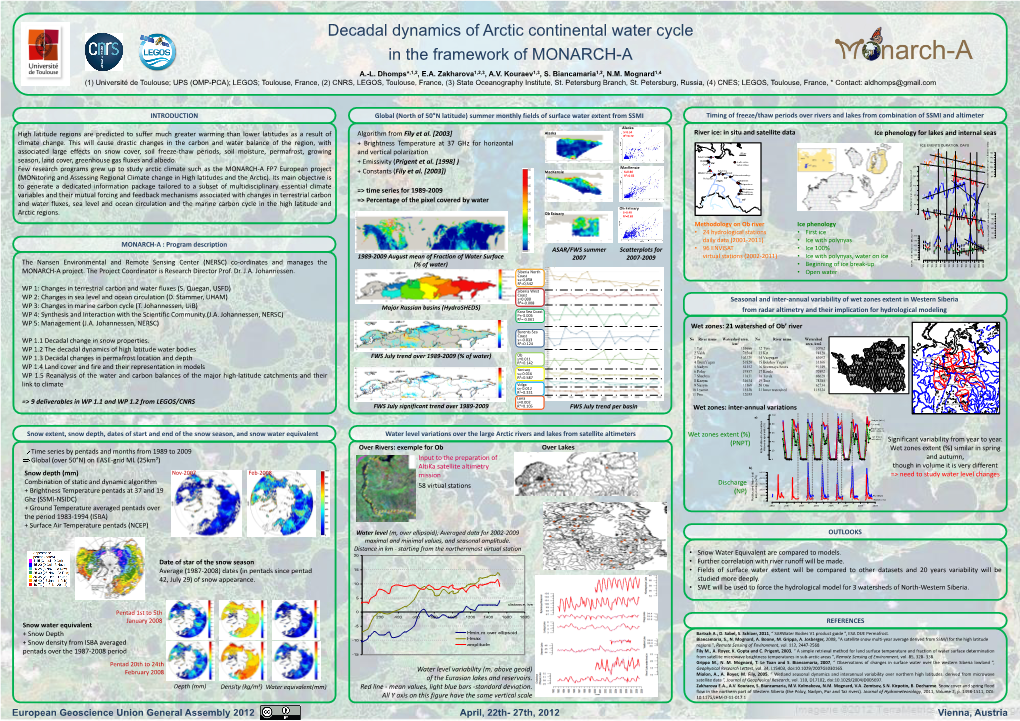 Decadal Dynamics of Arctic Continental Water Cycle in the Framework of MONARCH-A