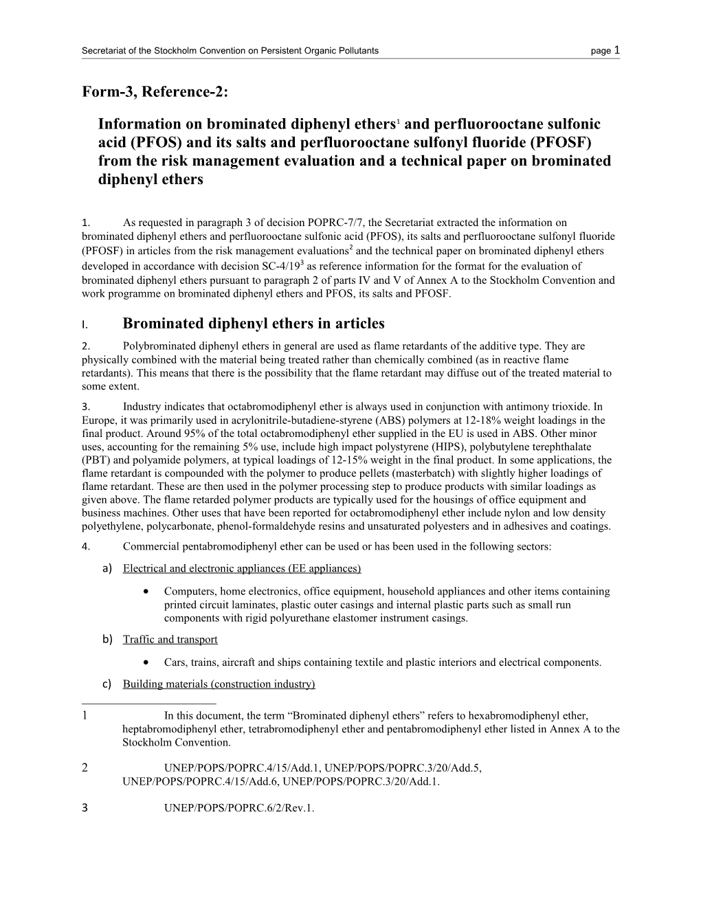 Secretariat of the Stockholm Convention on Persistent Organic Pollutants Page 1