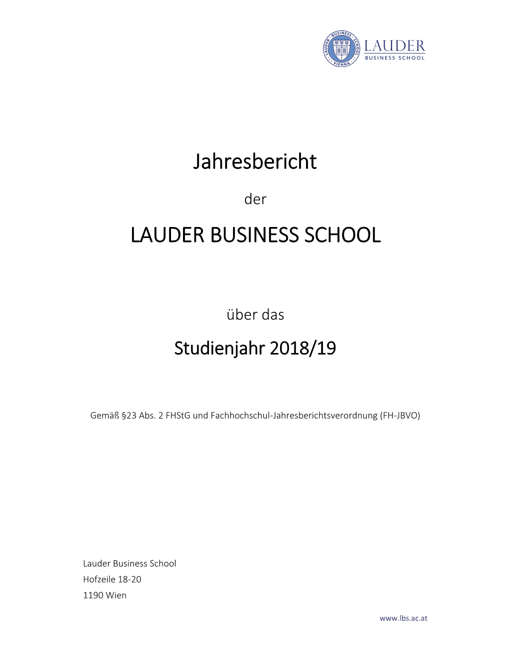 Jahresbericht LAUDER BUSINESS SCHOOL