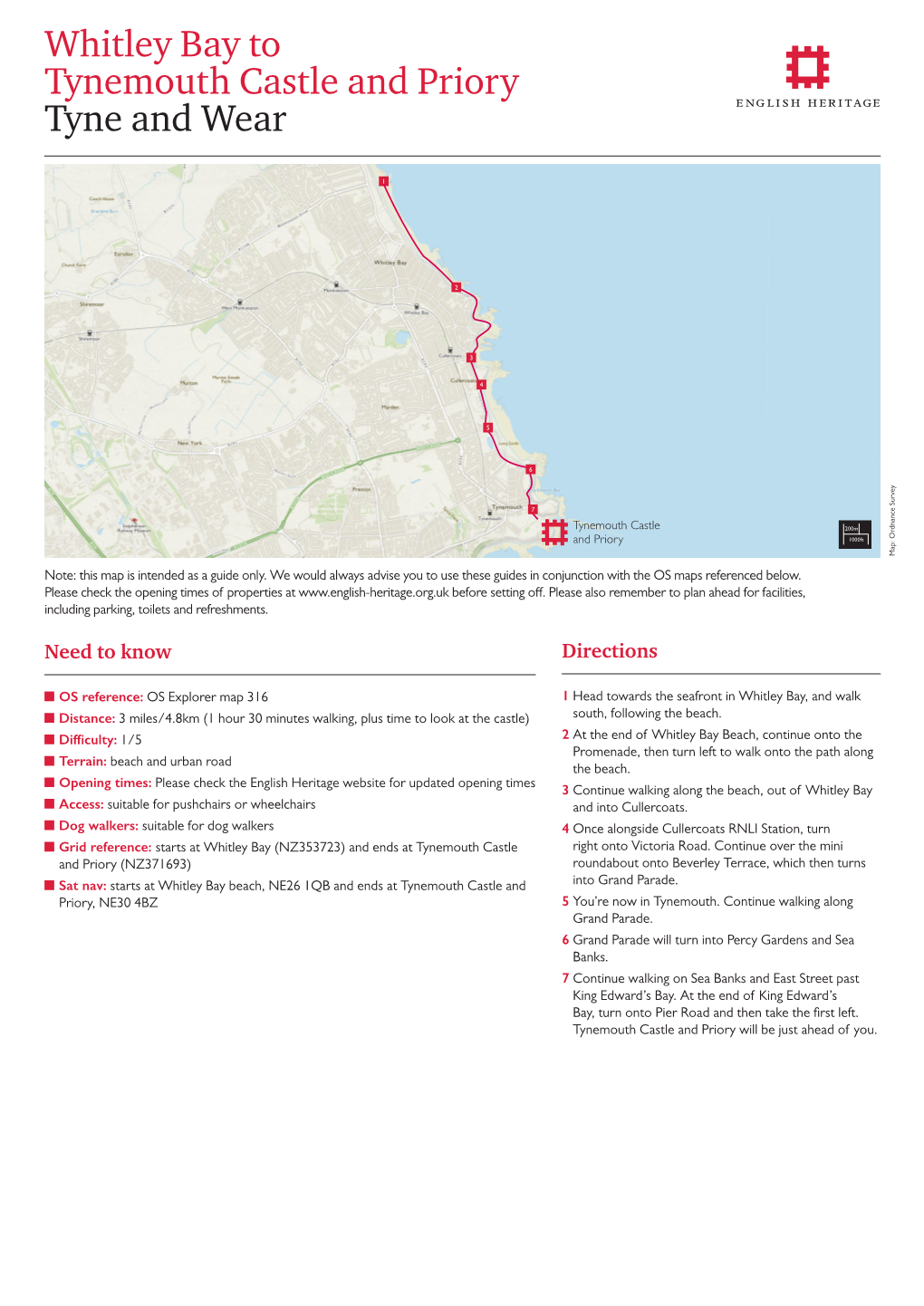 Whitley Bay to Tynemouth Castle and Priory Tyne and Wear