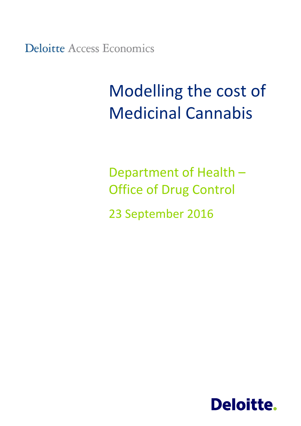 Modelling the Cost of Medicinal Cannabis