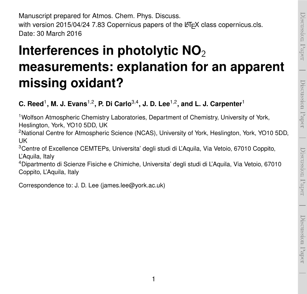 Interferences in Photolytic NO2 Measurements