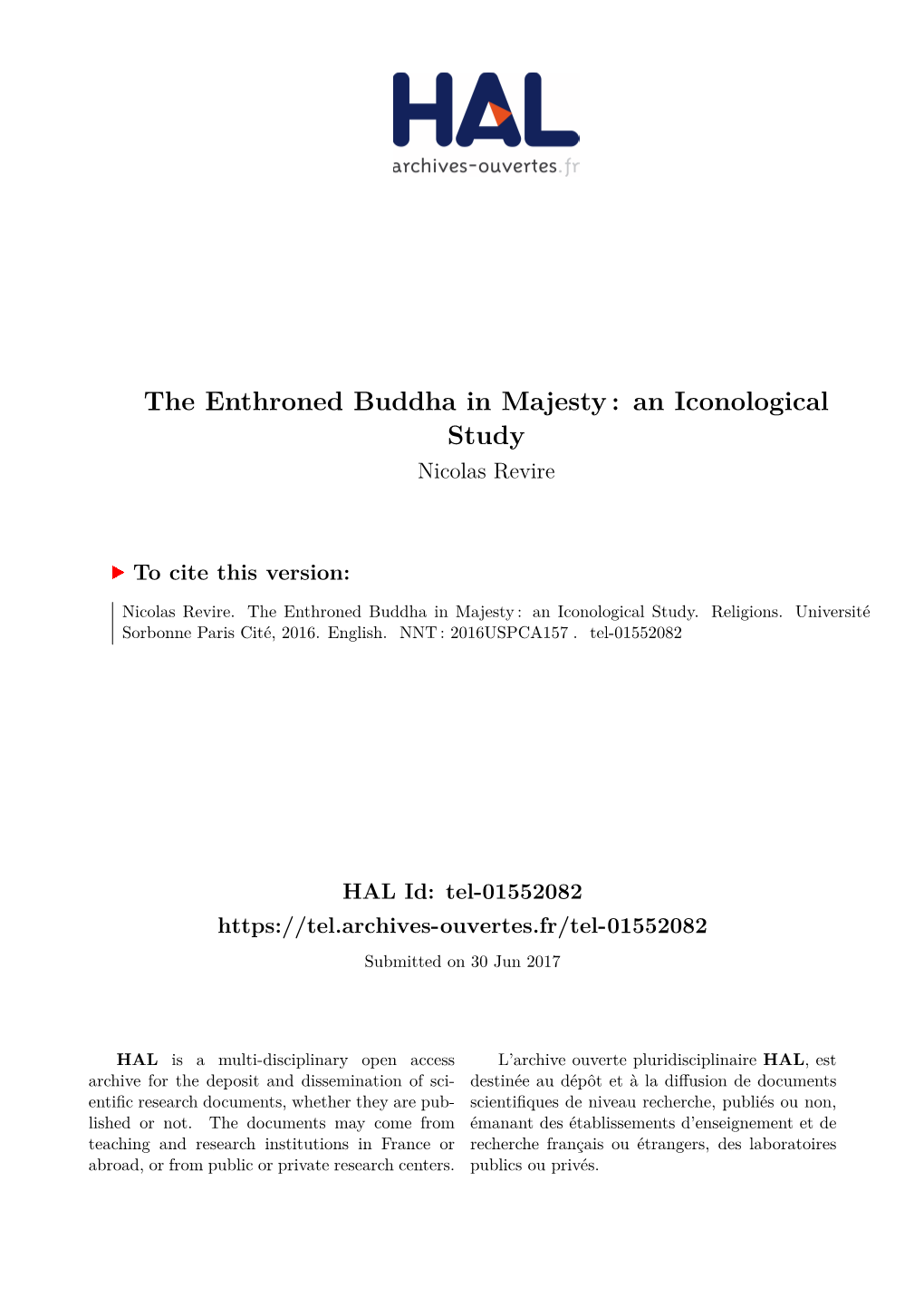 The Enthroned Buddha in Majesty: an Iconological Study