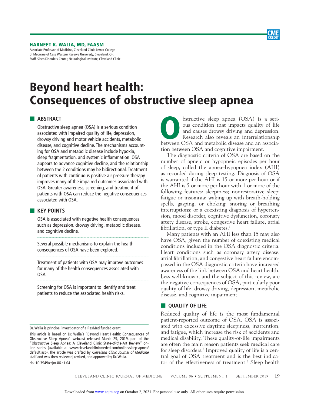 Consequences of Obstructive Sleep Apnea