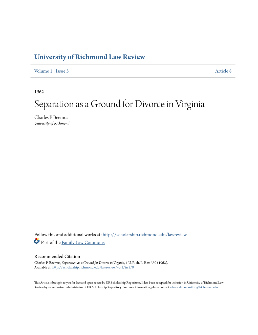 Separation As a Ground for Divorce in Virginia Charles P