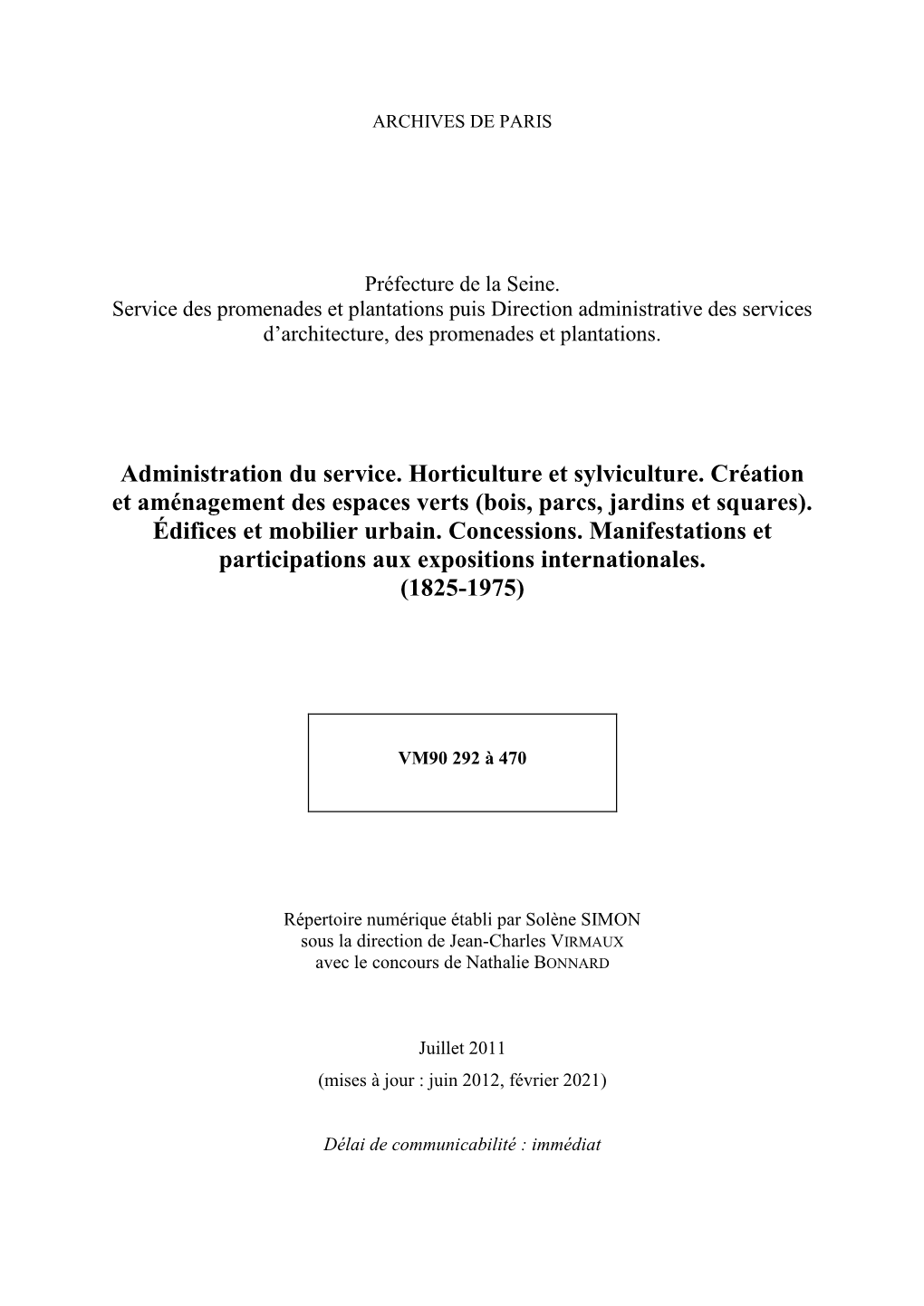 VM90 292-316 : Administration Du Service