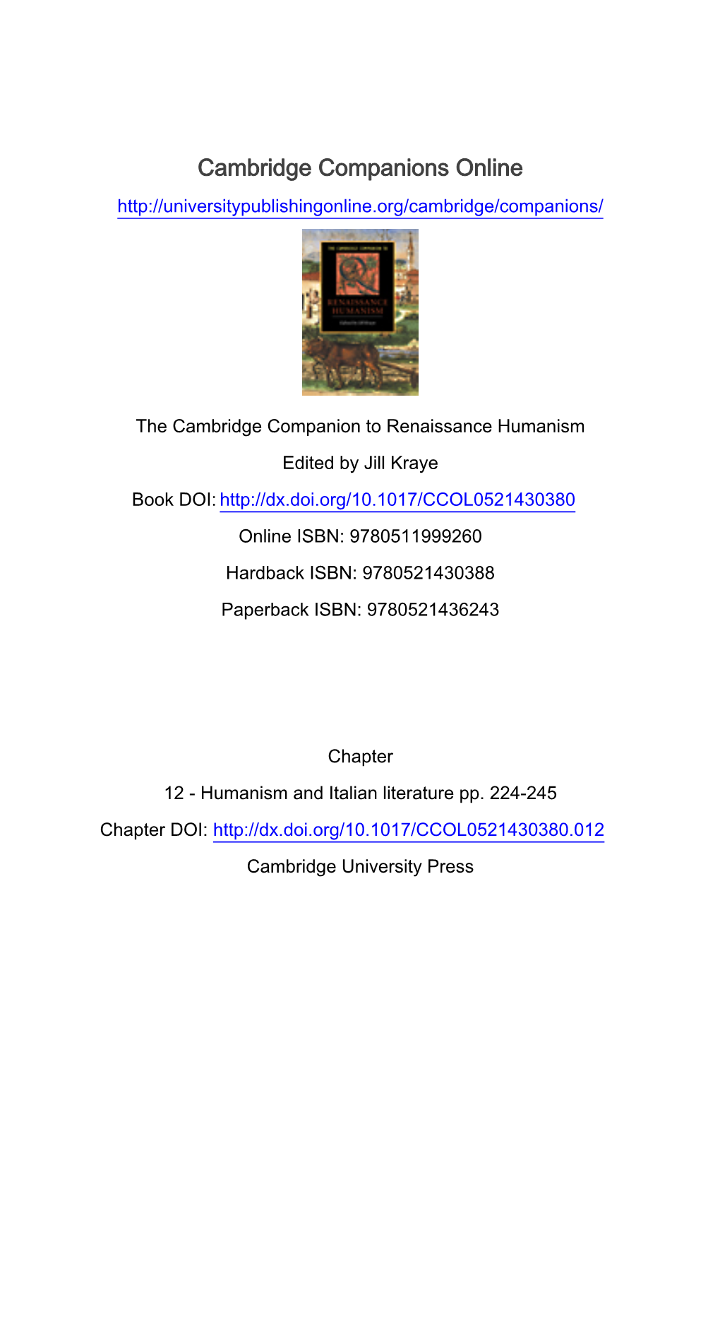 Cambridge Companions Online