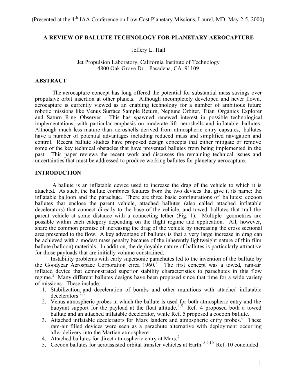 A Review of Ballute Technology for Planetary Aerocapture