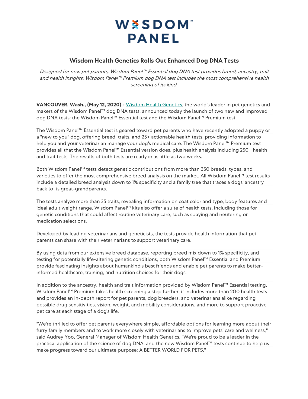 Wisdom Health Genetics Rolls out Enhanced Dog DNA Tests