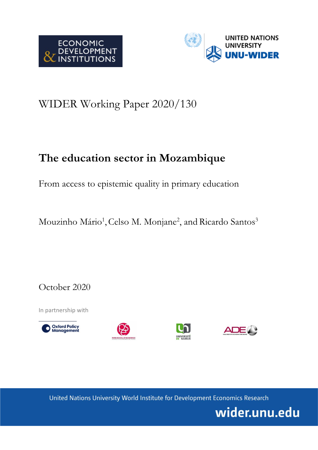 WIDER Working Paper 2020/130-The Education Sector In