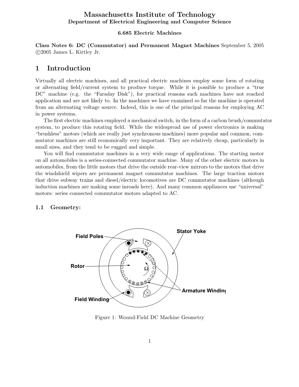 DC (Commutator) and Permanent Magnet Machines September 5, 2005 C 2005 James L