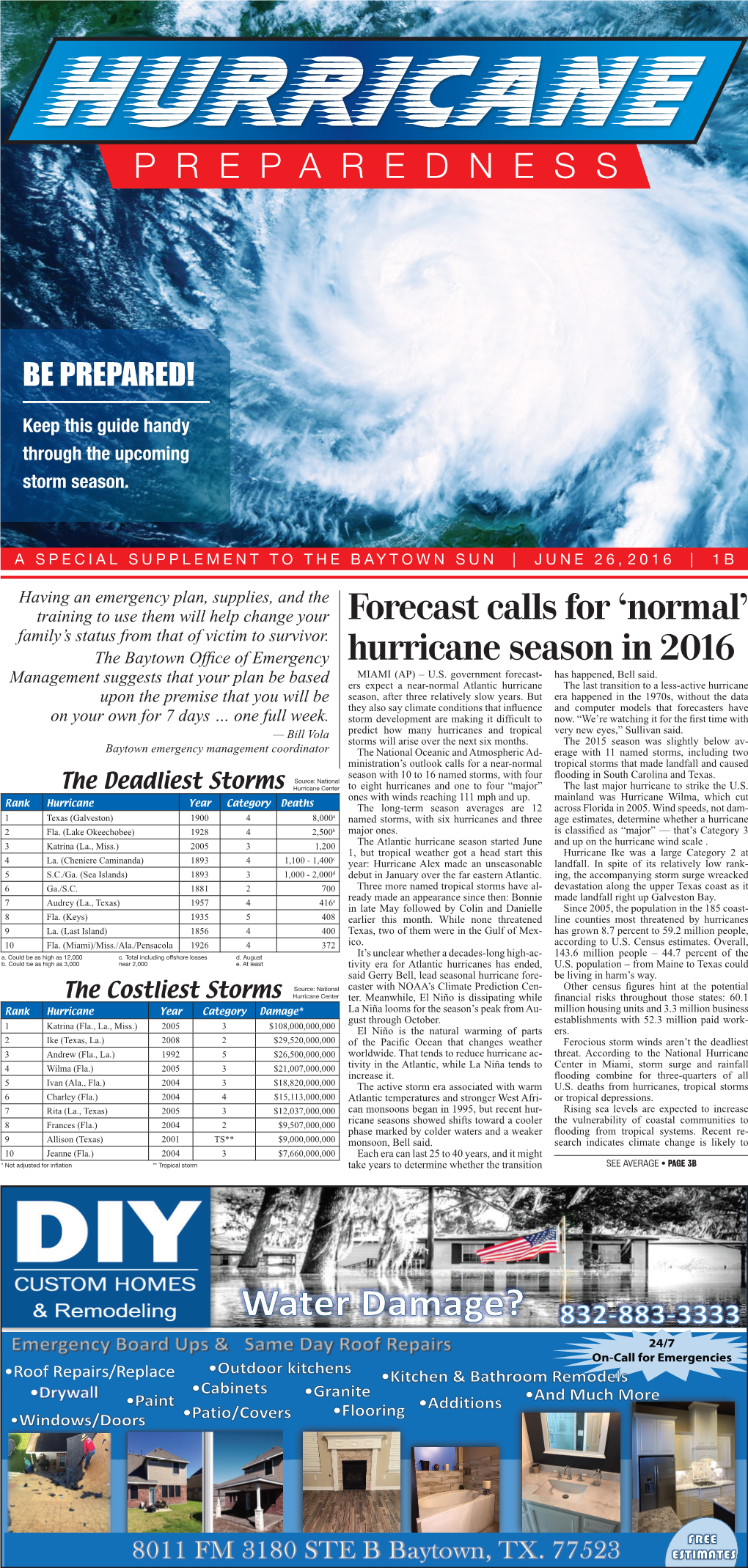 Hurricane Season in 2016 MIAMI (AP) – U.S