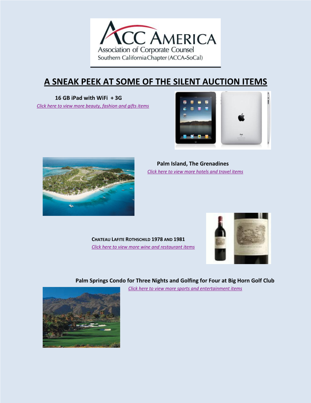 A Sneak Peek at Some of the Silent Auction Items