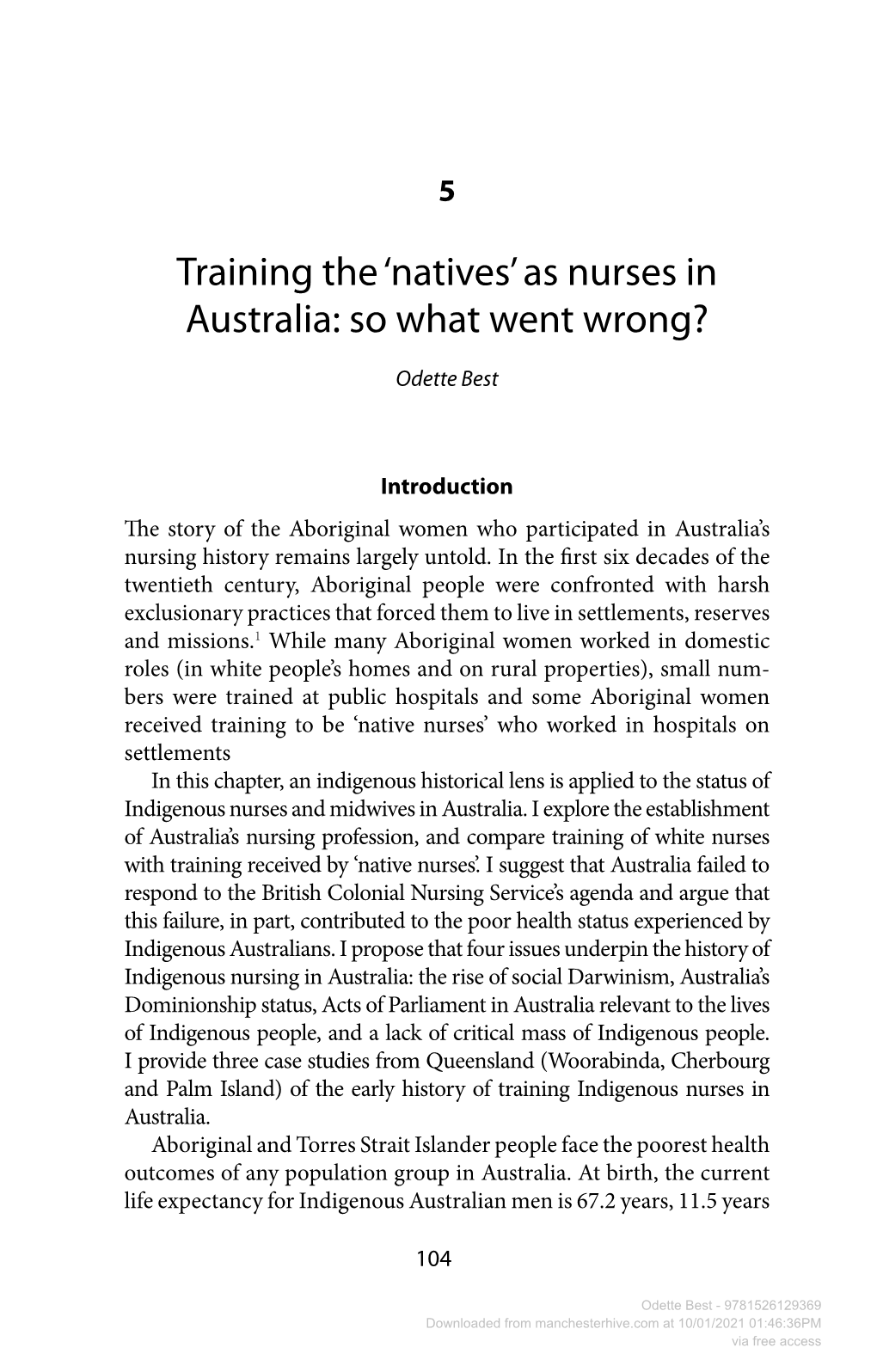 A History of Colonial and Post-Colonial Nursing