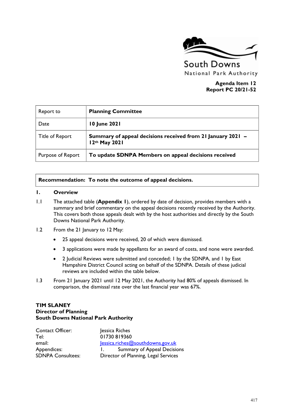 Agenda Item 12 – Appeal Decisions