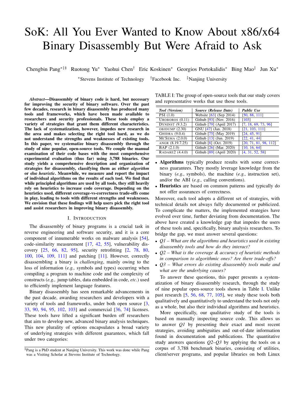 Sok: All You Ever Wanted to Know About X86/X64 Binary Disassembly but Were Afraid to Ask