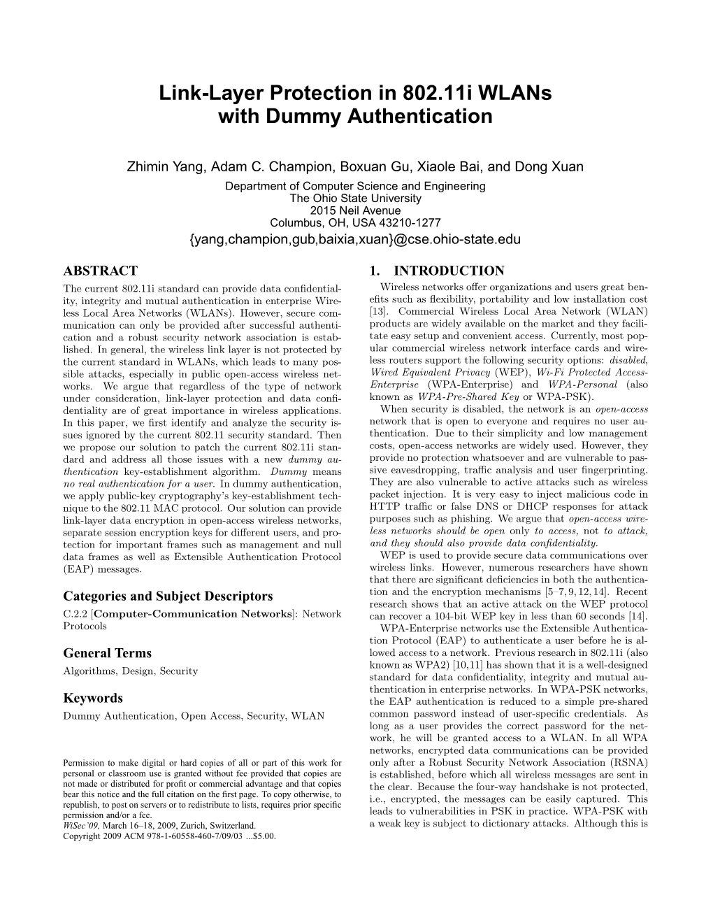 Link-Layer Protection in 802.11I Wlans with Dummy Authentication