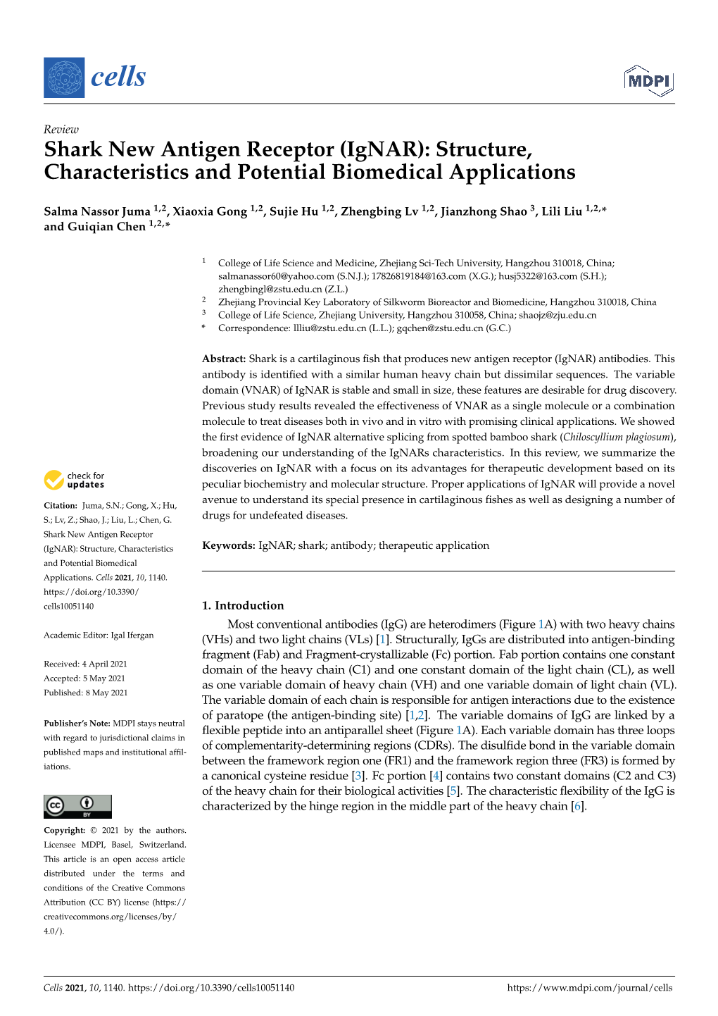 Shark New Antigen Receptor (Ignar): Structure, Characteristics and Potential Biomedical Applications