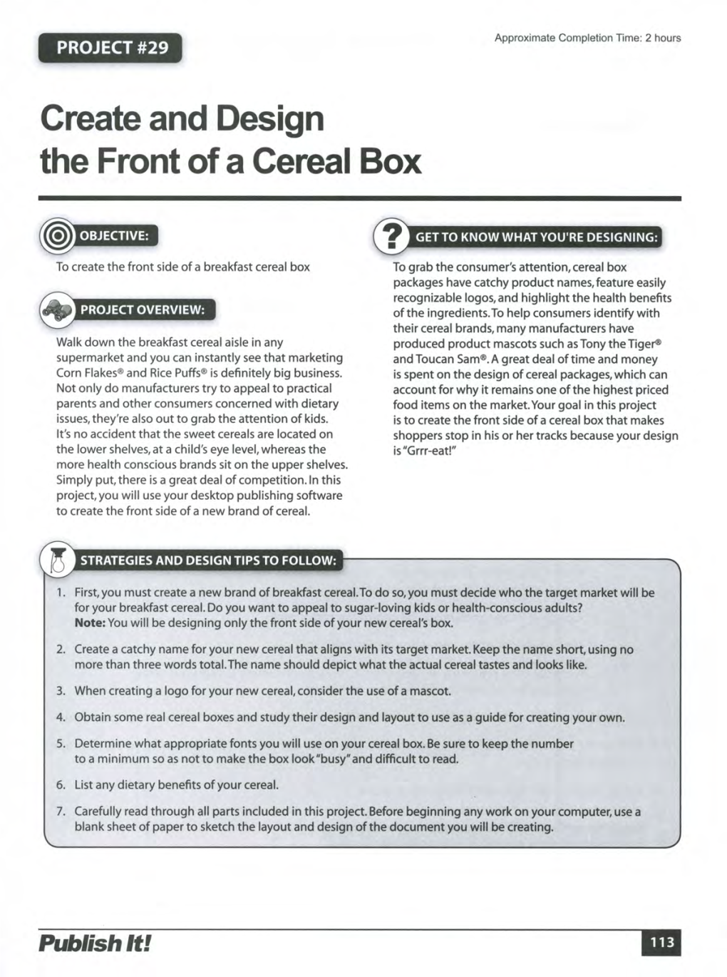 Create and Design the Front of a Cereal Box