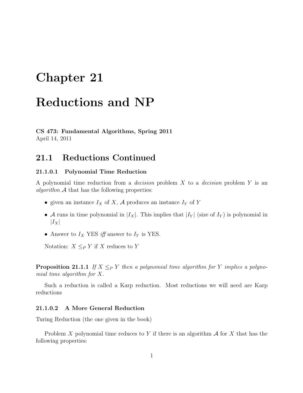 Chapter 21 Reductions and NP