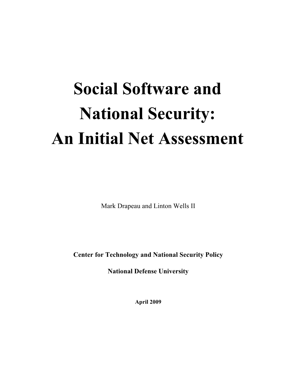 Social Software in National Security